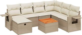 vidaXL Vidaxl - Juego De Sof&aacute;s De Jard&iacute;n Con Cojines Beige 8 Pzas Rat&aacute;n Pe