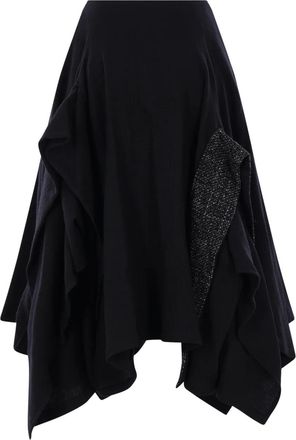 Yohji Yamamoto Rok met ruches en vlakken - Zwart