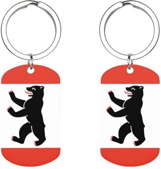 Generic Flag of Berlin Custom Keychains for Men Women Funny Key Chain Accessory Backpack Purse Bag Charms Gifts