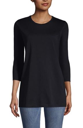 Lands End 3/4 Sleeve Cotton Supima Tunic in Black at Nordstrom, Size X-Large P