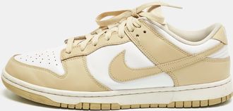 Nike Beige/white Leather Dunk Low Team Gold Sneakers