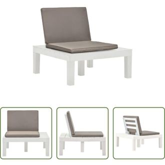 vidaXL Sdraio da patio - Sedia a Sdraio da Giardino con Cuscino in Plastica Bianca
