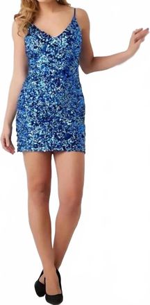 Jovani Sequin Short Cocktail Dress In Light Blue