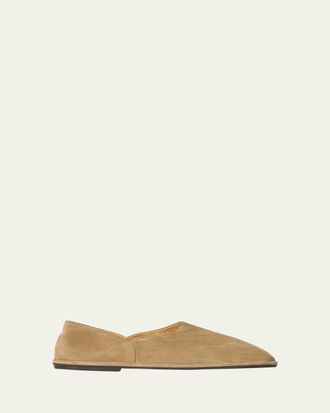 The Row Mens Canal Suede Slip-On Loafers