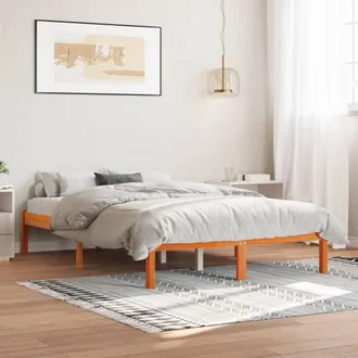 vidaXL Cama Sin Colch&oacute;n Madera Maciza De Pino Marr&oacute;n Cera 120x200 Cm Vidaxl
