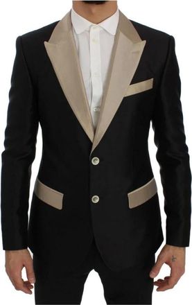 Dolce & Gabbana Sicilia Two Tone Zijden Slim Fit Blazer Jas - Heren - Blazers - Zwart - XS - Jassen