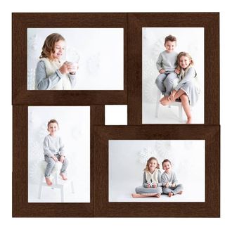 Berkfield Home Collage Photo Frame for 4x(10x15 cm) Picture Dark Brown MDF | Size: 10x15 cm