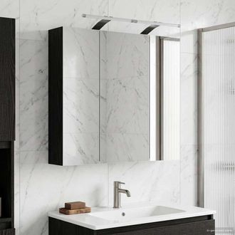 vidaXL Vidaxl Mobiletto Per Specchio Da Bagno Rovere Nero 70 X 14,5 X 70 Cm