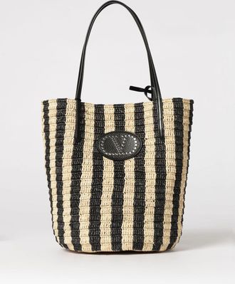 Valentino Garavani Borsa Valentino Garavani in rafia a righe e pelle