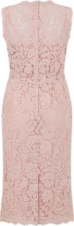 Dolce & Gabbana Womens Midi Dress Pink Lace Cotton