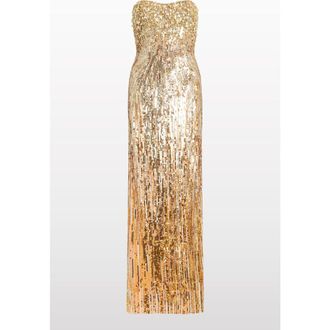 Jenny Packham Cesonia Embellished Strapless Maxi Dress in Illusion at Nordstrom, Size 12 Uk
