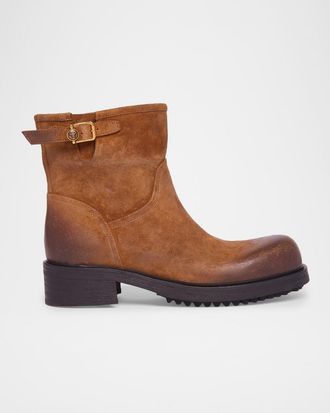 Versace Men & apos;s Suede La Medusa Buckle Ankle Boots