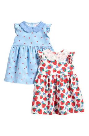 Next Kids Pack of 2 Stretch Cotton Dresses in White Blue at Nordstrom, Size 12-18M