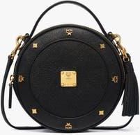 MCM Small Pina Tambourine Bag in Studded Calfskin in Black at Nordstrom