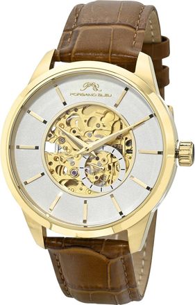 Porsamo Bleu Mens Cassius Automatic Gold Tone & Brown Watch 802FCAL