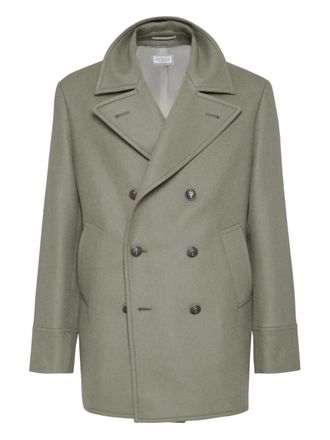 Brunello Cucinelli double-breasted wool coat - men - Wool - 54 - Green