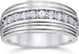 Pompeii3 1/2 Carat Mens Diamond Wedding Ring 10K White Gold Size Selectable