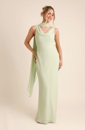 Six Stories Plunge Cowl Chiffon Bridesmaid Dress in Mint Green at Nordstrom, Size 12