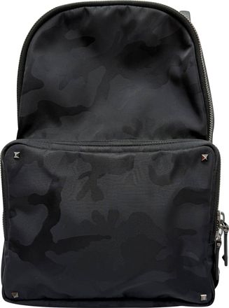 Valentino Pre-owned Womens Camouflage Jacquard Backpack In Black Nylon - One Size