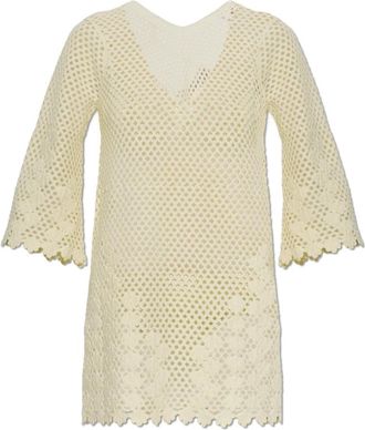 Poss&eacute; Saskia Jurk - Dames - Korte kleedjes - Beige - S - Katoen - Kleedjes
