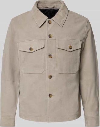 Selected Regular Fit Lederjacke aus echtem Ziegenvelours Modell THOM in Taupe, Gr&ouml;&szlig;e XXL