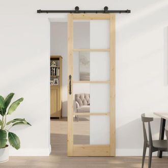 vidaXL Vidaxl - Puerta Corredera Manual Marr&oacute;n 78 X 232 Cm Madera Y Metal