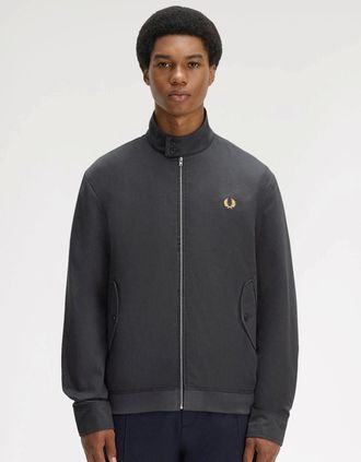 Fred Perry Mens Fred Perry Mens Twill Harrington Jacket - Anchor Grey 297 - Black - Size: 40/Regular