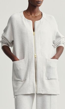 Varley Augusta DoubleSoft Zip-Up Sweatshirt in Ivory Marl at Nordstrom, Size X-Small