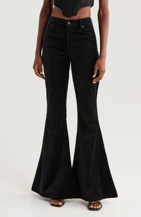 Good American Good Waist Super Flare Velvet Pants in Black001 at Nordstrom Rack, Size 12