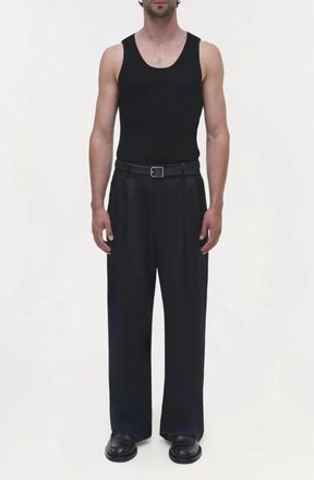 SIMKHAI Wilson Wide Leg Pleated Trouser In Black