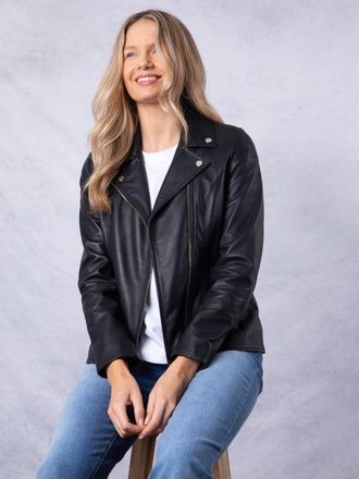 Lakeland Leather Womens Knotts Biker Jacket in Black - Size 18 UK