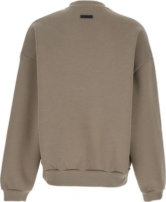 Fear of God Mens Beige Crewneck T-Shirt With Dropped Shoulders Cotton Sweatshirts Sweater
