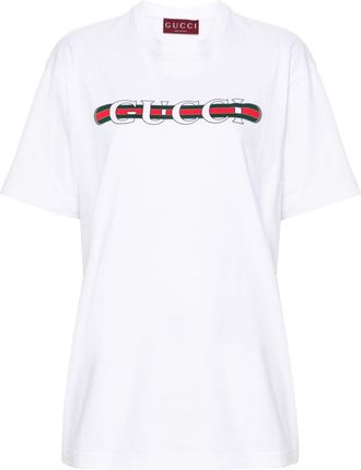 Gucci logo-print cotton T-shirt - women - Cotton - S - White