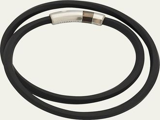 Tateossian Mens Double-Wrap Rubber Bracelet