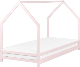 Beliani Cama Infantil Con Dosel Y Somier De Madera De Pino Rosa 90 X 200 Cm Appy