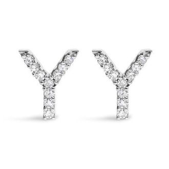 House of Brilliance 10K Gold 1/10 Cttw Diamond Initial A to Z Stud Earring in White Gold | Y at Nordstrom
