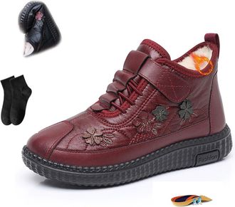 Generic POIOZXD Cozy Lightweight Comfort Cotton Ankle Boots, Womens Floral Outdoor Ankle Boots Winter Ladies Waterproof Plush Warm Non-slip Cotton Booties for