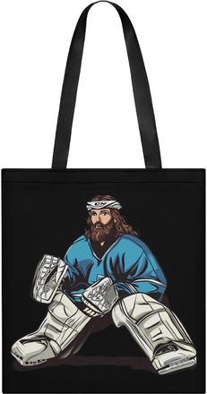 Generic God Saves Hockey Goalie Tote Bag for Women Men Shoulder Bags Purses Pouch Handbags