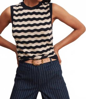 Sanctuary Everyday Chevron Knit Shell Sweater In Inkstorm/dark Opal Stripe
