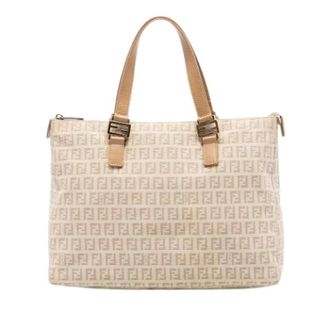 Fendi Pre-owned Tote Bags, female, Beige, Size: ONE SIZE Pre-owned Canvas Tote Bag