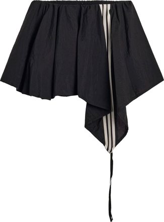 Yohji Yamamoto Asymmetrical Layered Black Shorts with Contrasting Panel