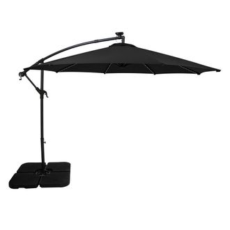 MonsterShop LED Cantilever Parasol 3m With Square Base - Black