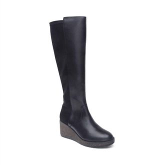 Aetrex Womens Rose Wedge Tall Boot In Black
