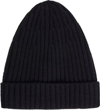 12 Storeez ribbed wool beanie hat - Black
