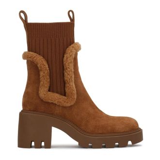 Kazar Schoenen, Dames, Bruin, 40 EU, Su&egrave;de, Kazar Bruine dames enkellaarsjes van su&egrave;de met elastische inzetstukken