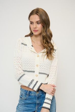 Central Park West North Nautical Hooded Cardi in Ivory at Nordstrom, Size X-Small