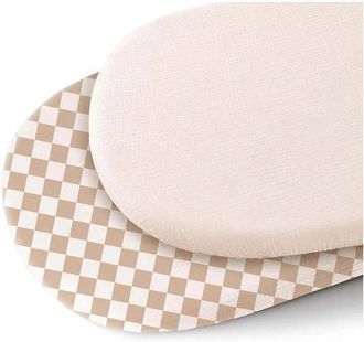 OEM 2 Piezas - S&aacute;bana Bajera De Muselina Para Cuna - Colch&oacute;n Para Cochecito - Cuadros Y Crema - 80x40 Cm - Funda Para Cambiador