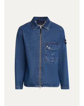 Stone Island Mens Denim Full-Zip Overshirt