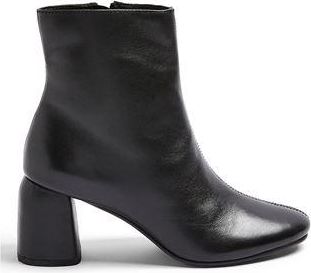 Topshop BOMBAY BLACK LEATHER HEELED BOOTS