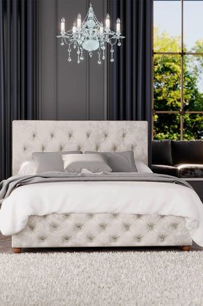 Laurence Llewelyn-Bowen Luna Ottoman Storage Bed in Mirazzi Velvet Fabric, Custom Made in Ivory | Size: Single
